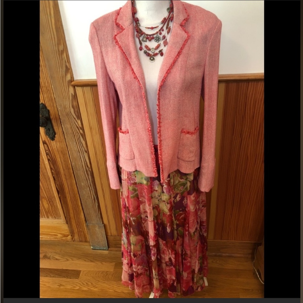 Pink Fringe-Trim Lightweight Spring/Summer Jacket - Picture 2 of 3